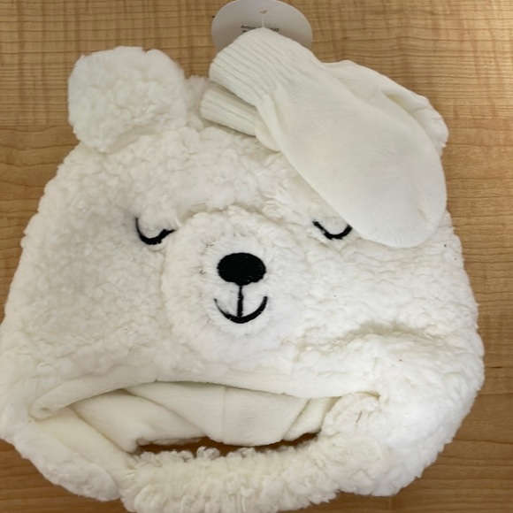 Toddler Cold Weather Teddie Bear Beanie Hat and Gloves Set by Addie & Tate - Picture 2 of 6